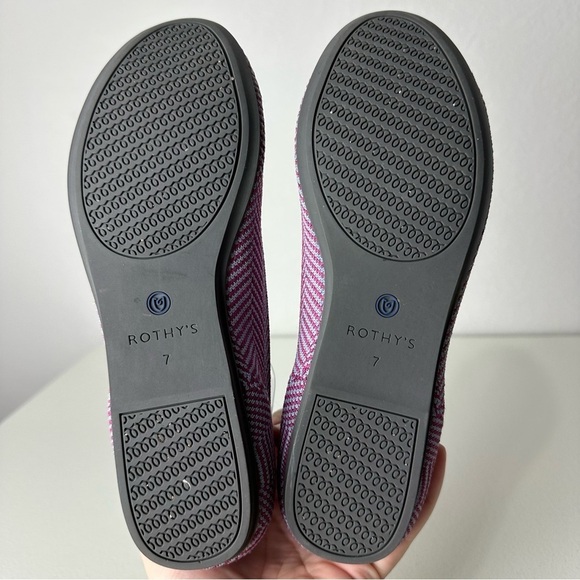 Rothy’s Pink Amethyst Metallic Herringbone Flats Size 7 - Picture 4 of 7